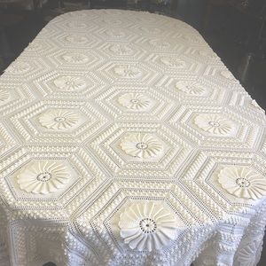 King size French White Crochet Bed Spread